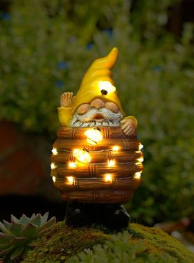 创意蜜蜂小侏儒花园庭院太阳能小夜灯摆件户外景观树脂装饰品雕塑