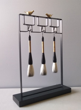 热销现货批发金属摆件铁艺三支笔新中式工艺品书房学校文化用品摆