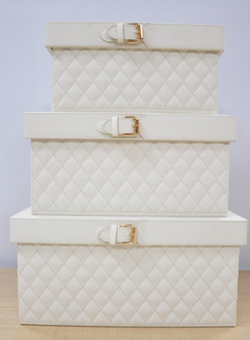 热销现代简约皮扣样板房整理箱储物箱桌面收纳衣帽间家居软装装饰