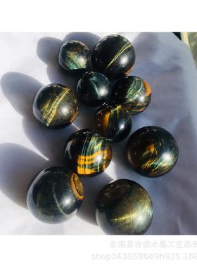 吉诺水晶蓝虎眼石球南非蓝虎眼球摆件发黄蓝虎睛虎眼球批
