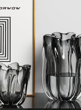热销枫炜家居家居轻奢高档玻璃大花瓶摆件插花简约客厅玄关桌面现