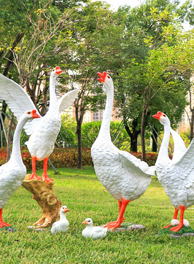 热销玻璃钢仿真鹅摆件户外庭院农场公大水池造景装饰园林白鹅雕塑