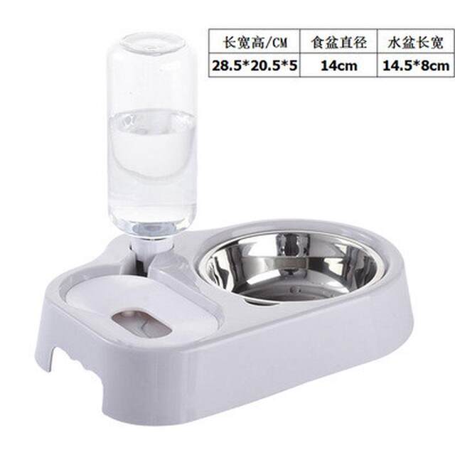 Pet cat bowl double bowl dog bowl non-wet mouth automatic water dispenser anti-knock over rice bowl pet daily necessities