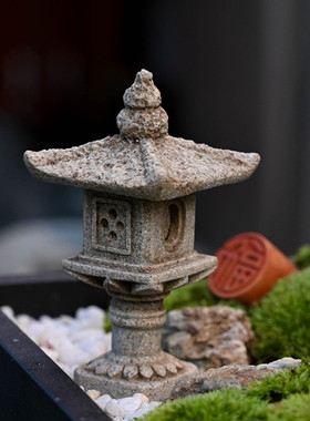 微景观中式小石亭子摆件假山流水鱼缸盆景造景装饰宝塔石灯笼摆设