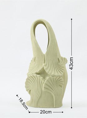 创意福叶简约杏花瓶摆件客厅家居装饰品陶瓷清新插花干花ins新款