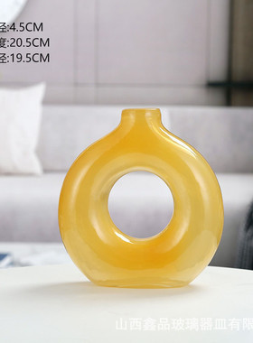 创意水培玻璃花瓶摆件 ins风客厅插花餐桌软装饰品花器甜甜圈批发