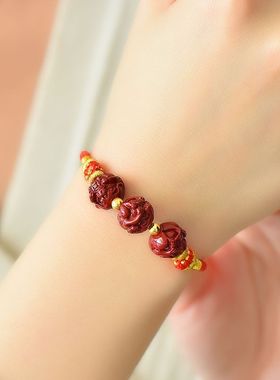 2024龙年太岁红绳手链本命年男女手绳兔牛羊狗生肖朱砂三合护身符