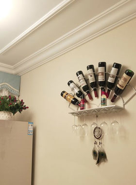 酒柜简约现代客厅壁挂式酒架摆件上墙欧式置物架创意红酒杯架倒挂