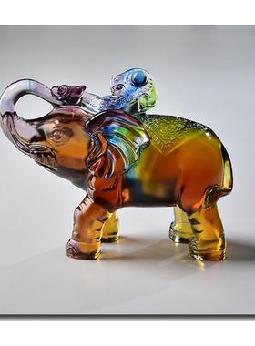 客厅中式电视柜旁边吉祥如意高升批发招财大象中式摆件厂家琉璃