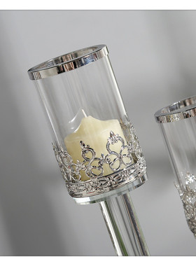 现代简约琉璃多头酒店宴会抛光工艺品磨削烛台可定制蜡烛杯