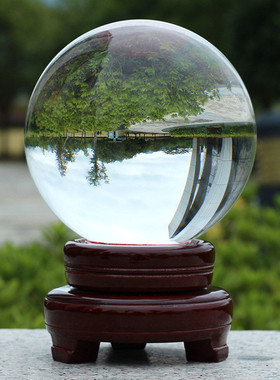 y0ez批发白水晶球摆件透明圆球人造紫黄色水晶玻璃球装饰品客厅办