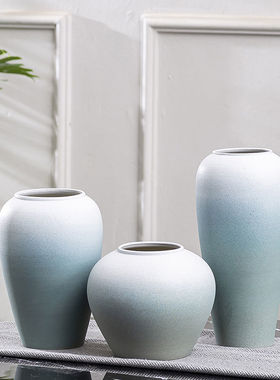 花瓶客厅插花复古粗陶陶罐干花水养陶瓷小花瓶摆件花盆w一件批发