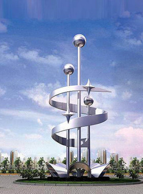 大型不锈钢校园雕塑户外园林广场金属抽象地标白钢性大型落地摆件