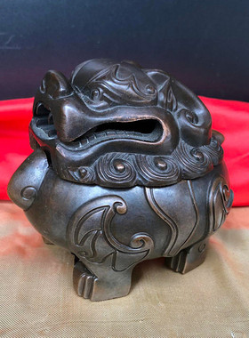 精工仿古熏香炉做旧紫铜狻猊香炉貔貅摆件电镀紫铜色香炉仿色动物