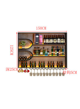 铁艺吧台挂式置物酒柜酒吧悬壁挂酒架餐厅收银台创意灯光红酒架子