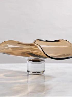 果盘轻奢样板房客厅餐厅装饰摆件家居饰品纯手工水晶玻璃现代花瓶