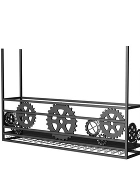 工业风入户酒吧酒架吧台铁艺吊架倒挂酒杯架悬挂式酒柜吊柜置物架