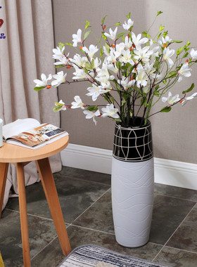 60高鼓型花瓶批发文艺风复古电视柜装饰插花瓶新中式摆件工艺花瓶