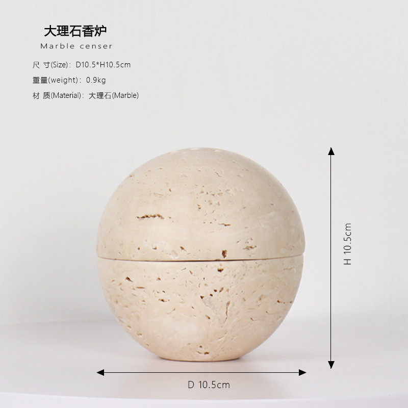侘寂风天然大理石香薰炉创意家用客厅电视柜桌面软装饰品摆件,淘宝优惠券,粉丝福利购,淘宝优惠卷