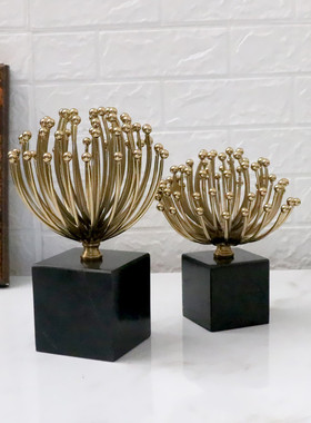 现代家居装饰摆件花蕊轻奢大理石简约样板房客厅电视柜工艺品摆件