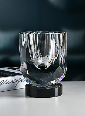 热销厂家供应 轻奢钻石网红切面k9水晶花瓶 创意透明时尚插花客厅