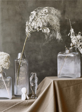 新品厚重大号小口方形工艺品摆件玻璃花瓶柜台家居酒店透明批发