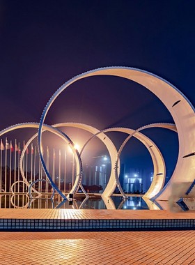 大型不锈钢白钢园林景观金属雕塑发光钢结构不锈钢景观雕塑摆件