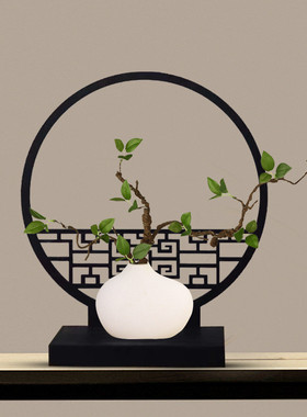 中式屏风摆件仿真杜鹃花盆景造景摆设茶桌禅意客厅装饰品景观假花