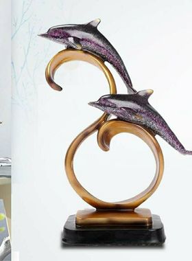 客厅摆件可爱桌面摆件电视柜摆件柜子艺术海豚卧室轻奢