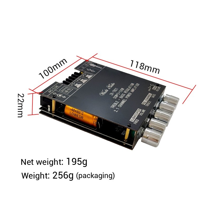 ZK-TB21 2.1声道蓝牙数字功放模块 高低音调超重低音炮大功率 - 图2