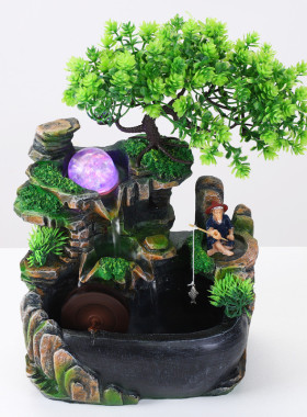 假山喷泉招财客厅办公桌水景装饰品小摆件转高山流水造景l20a