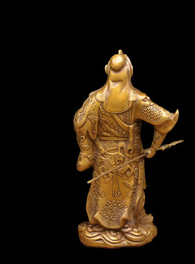 宏达批发黄铜铜提刀关公武财神批发工艺铜器摆件