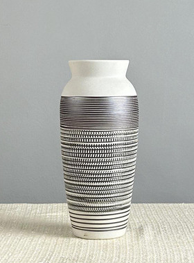 景德镇陶瓷花瓶新中式餐桌线条工艺样板房客厅雕刻家居装饰品摆件