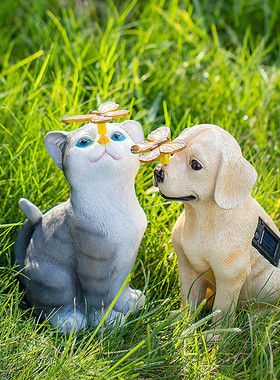 防水户外庭院小狗雕像摆件草坪装饰灯动物造型太阳能灯氛围灯