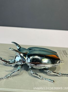 热销厂家直供现代简约独角仙动物摆设样板房金属摆设客厅玄关金属