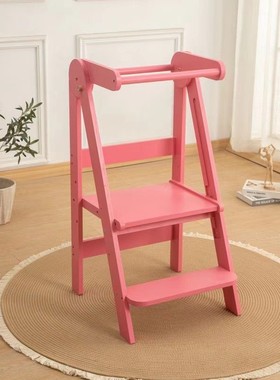 宝宝木制蒙氏学习塔家用洗漱木质站立折叠带扶手塔实木儿童踏脚凳