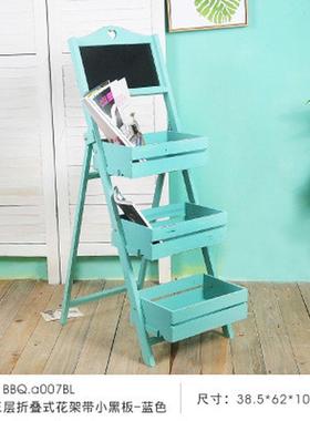 7wlo田园木质多功能花架置物架花店橱窗装饰陈列展架花车复古推