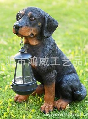 新款可爱发光太阳能灯led小狗家居装饰花园庭院摆件树脂工艺