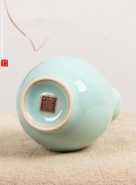 空山新雨龙泉青瓷哥窑冰裂小号花瓶陶瓷工艺品中式家居摆件花器