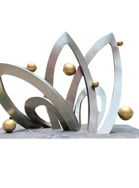 户外大型不锈钢摆件镂空浪花鹿圆环月亮金属铁艺景区校园水景雕塑