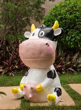 花园摆件田园树脂仿真卡通奶牛园林雕塑摆设工艺品庭院动物装饰品