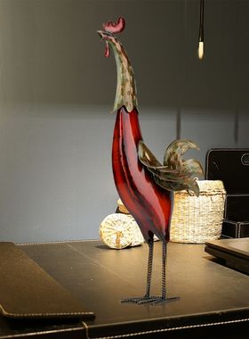 工艺品彩色铁皮公鸡创意家居摆件金属现代桌面装饰工艺品