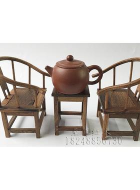 红木批发中式微型家具模型鸡翅木仿古典小家具餐圈椅工艺品摆件