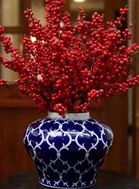 热销青花瓷花瓶摆件客厅插花中式国风玄关美式装饰复古陶瓷瓷器高