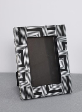 热销样板间相框摆件黑白条纹木质首相框托盘现代简约衣帽间梳妆台