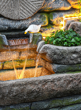 热销落地水幕墙屏风隔断入户花园庭院布置摆件循环流水喷泉假山装