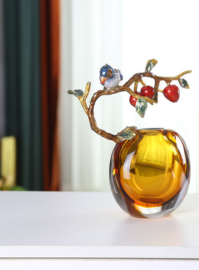 珐琅彩轻奢琉璃花瓶摆件客厅插花样板房玄关电视柜酒柜餐桌装饰品