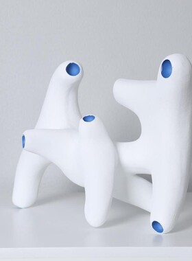 热销现代简约白色蓝色抽象几何拐角售楼处小众样板间创意个性爆品