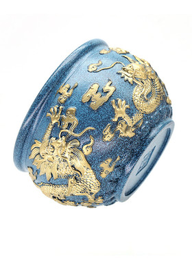 双龙黄铜招财铜缸摆件办公室创意香炉家居龙缸中式装饰摆饰