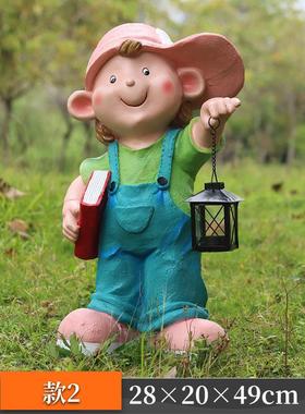 户外卡通人物摆件娃娃学校景区装饰提灯小孩读书幼儿园玻璃钢雕塑